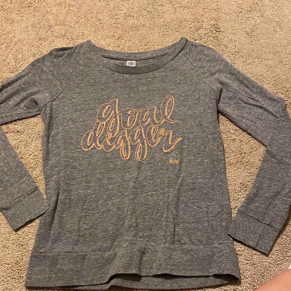 Alternative Apparel Gray Long Sleeve Tee with Gold Script